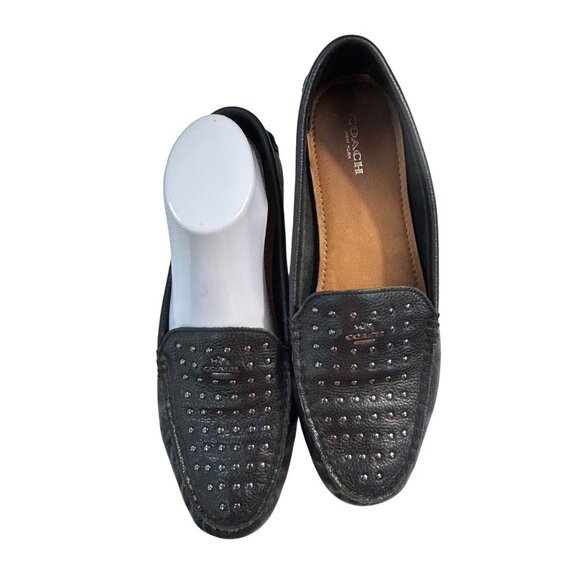 Coach Orlene Charcoal Studded Driving Loafers Shoes 9.5 B - Picture 1 of 6